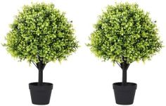 I.C.ELAINE 27" T Boxwood Topiary Trees Artificial Outdoor Set of 2 Pack, Fake Bushes UV Resistant Faux Shrubs for Front Porch Home Indoor Garden Patio Planter Decor