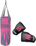 DALLX Kids Punching Bag with Boxing Gloves Set for Children Boxing MMA Kickboxing Muay Thai Karate Punching (Pink/Grey)