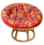 COTTON CRAFT Papasan Chair Cushion - 100% Cotton Duck Fabric Thick Overstuffed Floor Seat Standard 45" Round Chair Swing Chair Patio Den College Dorm - Poppy Floral Multicolor Red