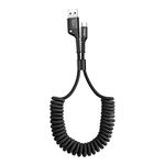 Baseus USB Type C Cable for Car, 100W Retractable Coiled USB A to USB C Fast Charger Cord, Nylon Braided Carplay Cable Compatible with iPhone15/Pro/Plus/Pro Max, Galaxy S24 S23, Note 20 (3.3ft)