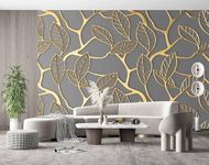 Cliouar-Wallpaper Golden Leaves Mural Wallpaper Bedroom Living Room Decor 103" x 69"(Not Self-Adhesive)