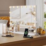 Vanity Mirror, Makeup Mirror with Lights, Hollywood Lighted Vanity Mirror with 15 Dimmable LED Bulbs, 3 Color Modes, Light up Mirror with Touch Control for Bedroom,Tabletop(23" x 18")