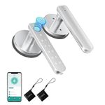 BAFUWEIY Fingerprint Door Lock Door Knob with Keypad, Keyless Entry Door Lock with Handle, Tuya Smart App Remotely Control, Fobs, Electronic Door Knob for Bedroom Office Home Silver