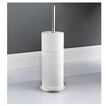 Stainless Steel Free Standing Toilet Roll Holder Loo Tissue Dispenser Holder Bathroom Toilet Paper Silver Storage Stand