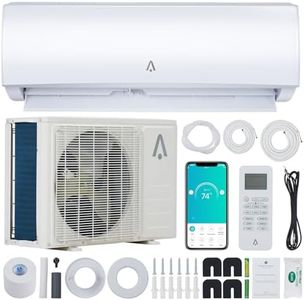 Zstar 18,000 BTU Mini Split AC, 19 SEER2 Wall Mounted AC with Heat Pump & Installation Kits, Ductless Inverter Split-System Air Conditioners Cools up to 1250 Sq.Ft, WIFI and Remote Control, 208/230V