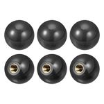 uxcell 6Pcs Threaded Ball Knobs, M8 Female Thread Thermoset Ball Knob 1.18'' Dia Black Round Operation Ball Handles with Copper Insert for Machine Handle Tool Replacement