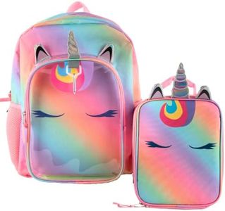 CLUB LIBBY LU Ombre Unicorn Backpack with Lunch Box Set for Girls, 3 Piece Value Bundle, 16 Inch