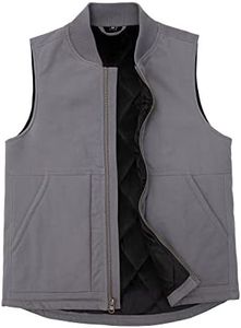 ZENTHACE Mens Quilted Lined Washed Canvas Utility Vest Rugged Sandstone Duck Workwear Vests Grey L