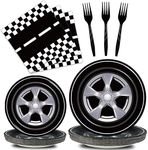 Kepeel 96 Pcs Race Car Party Plates and Napkins Sets, Racing Car Race Track Party Supplies Decorations Racing Sports Themed Dinnerware for Kids Boys Birthday Baby Shower Home Decor, Serves 24