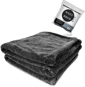 Large Microfiber Car Drying Towel 1300 GSM Double Twist Pile - Premium Auto Wash Towel for Cars Trucks SUV - Super Absorbent Detailing Cleaning Cloth 20x26'' Gray 1-Pack