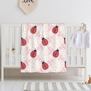 Cute Ladybug Ladybug Baby Blanket for Girls, Soft Plush Ladybug Throw Blanket for Baby Girl Boys, Toddler Newborn Ladybug Nursery Bed Blanket Stroller Crib Shower Gift 30x40 Inches
