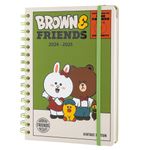 Grupo Erik Line Friends Diary 2024-2025 | Back To School 12 Months A5 Academic Diary 2024-2025 Week To View | August 2024 - July 2025 | Mid Year Diary 2024-2025 With Stickers | Line Friends Gifts