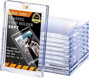 10 Pieces Magnetic Card Holder 35 Pt Trading Card Protector, Baseball Card Protector, Acrylic Card Holder Clear Display Card Protector for Baseball Football Sports Game Card Storage Display (Gold)