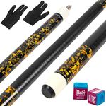 LOTKEY Pool Stick,Pool Cue Sticks 58'' Solid Wood Extra 2 Pool Chalk and Gloves Included Durable for Professional Billiard Players (Yellow)