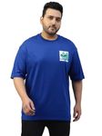 Veirdo® 100% Pure Cotton Oversized Fit with Drop Shoulders Latest Pocket Graphic Printed Designs Plus Size T-Shirt for Men (VD_PS_CHLOUT_RB_3XL) Royal Blue