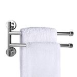 PHOEWON Swivel Towel Rail Chrome Stainless Steel Bath Rack Wall Mounted Towel Rack Holder with 2 Swivel Bars, Swing Towel Holder for Kitchen, Bathroom, Toilet