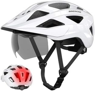 InnerKing Bike Helmet for Adults, Lightweight Mountain Bicycle Helmet with USB Rechargeable Rear Light Detachable Magnetic Goggles, Road Bike Helmet with Visor for Men/Women/Youth