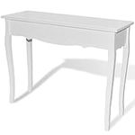 vidaXL White Dressing Console Table – Durable MDF and Pinewood Construction Farmhouse Style Rectangular Side Table End Console for Living Room, Dining Room, Office, Garden, and Terrace.