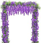 U'Artlines 5Pcs 7.2 Ft/Piece Artificial Wisteria Garland Silk Fake Purple Wisteria Flowers Hanging Greenery Vines Garlands Rattan for Home Garden Wedding Arch Party Indoor Outdoor Decor