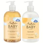 Shea Moisture Calm and Comfort Raw Shea Chamomile and Argan Oil Baby Head to Toe Wash Shampoo and Healing Lotion Pack of 2