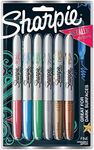 Sharpie Metallics Permanent Markers, Fine Tip, Assorted Colors, 6 Pack