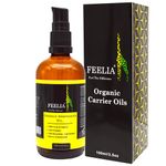 Feelia - Organic Grapeseed Oil - Cold Pressed, Rich in Antioxidants, Fast Absorbing - Lightweight, 100% Pure & Organic (100ml)