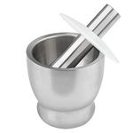 EMNDR® Manual Grinder 304 Stainless Steel Garlic Masher Masher Medicine Pot Mortar Pestle Mill Grinder Crushing Bowl Stainless Steel Mortar and Pestle Manually Grind Spices Garlic Press