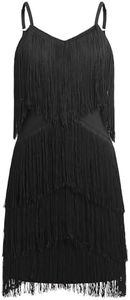 Girl Fringe Latin Dance Dress Ballroom Competition Outfit Black 12-13 Years