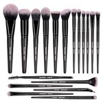 MAANGE 18 Pcs Premium Synthetic Make up Brushes Set Soft Foundation Powder Eyeliner Eye Shadow Makeup Brush Set Professional (Black)