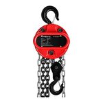 Steinberg Systems Steel Chain Block Hand Chain Hoist Block and Tackle Manual Lifting Heavy Load Heavy Duty 2000kg 3m SBS-FZ 2000/3M (2 G80 Chains, 2 Hooks, Chain Link ⌀ 6mm, Lifting Force 314N)