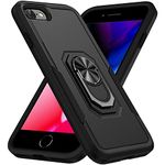 CUBIX Polycarbonate Rugged Dual-Layer Back Case For Apple iPhone 7|iPhone 8|iPhone Se 2022/2020 (4.7 Inch) Shockproof Protective Cover With Kickstand-Black