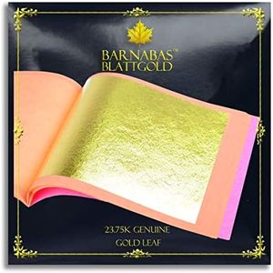 Barnabas 23.75K Real Gold Leaf Sheets for Crafts - 25-Loose Sheet 3.4inch