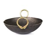 VISMAY'S Heavy Base Iron Kadhai | Kadai with Handle for Kitchen | Deep Frying Kadai (3 Litre)