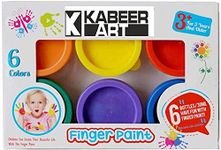 KABEER ART Set of 6 Non Toxic Finger Paint Bottles 30ml with Smooth, Mixable, Easy to Wash and Dry Paints, Multicolor