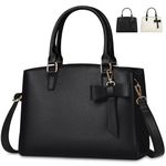 Purses for Women Leather Top-Handle Handbags Waterproof Crossbody Bag Ladies Work Tote Bag with Detachable Bow