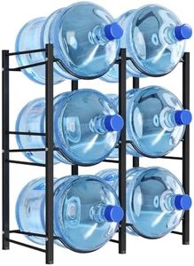 Lifewit Sostenedor de garrafas de agua de 5 galones, Soporte de botellas de agua de 3 niveles, Estante resistente para dispensador de agua con 6 ranuras para garrafas de galón, en color negro