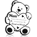 Hestya Bear Gift for Mum Mother Gifts from Daughter Son Best Mummy Gifts for Mothers Day Christmas Birthday Acrylic Plaque presents for mum Gift for a Special Mum Through and Through