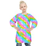 Fiodrimy Kids Art Smock, Unicorn Painting Smocks with Pocket, Waterproof Artist Long Sleeve Artist Apron for Child Girls Boys 8-12 Years, Large