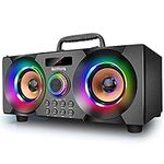 60W(80W Peak) Portable Bluetooth Speaker with Subwoofer Heavy Bass, Wireless Speakers Bluetooth 5.0, Support FM Radio, MP3 Player, EQ,LED Colorful Lights, Loud Stereo Speaker for Home, Party, Outdoor