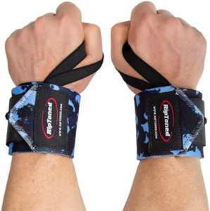 Rip Toned Wrist Wraps for Weightlifting – USPA & USAPL Approved – Stiff or Flex – 18" Gym Wrist Straps with Thumb Loop – Maximum Support for Men & Women – Blue Camo Stiff