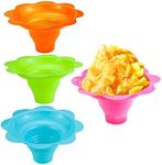 Newbested 50 Pack 4 OZ Colorful Flower Shaped Snow Cone Cups,Small Plastic Shaved Ice Drip Cups Snack Ice Cream Bowls for Kids Party Summer Cookout Commercial Food Service