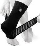 KARM Achilles Tendonitis Support with Compression Strap – Ankle Support Brace for Plantar Fasciitis, Achilles Sleeve for Sprained Ankle, Heel Spur Swelling. Achilles Tendon Support Wrap (BLACK)