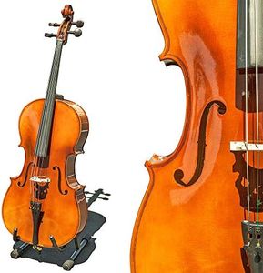 Paititi CE4009SE AVANT-GARDE Ebony Fitted Glossy Finish Solid Wood Cello with Soft Case, Brazilwood Bow, Rosin and Stopper (1/2)