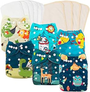 babygoal Reusable Cloth Diapers 6 Pack+6pcs Microfiber Inserts+4pcs Rayon from Bamboo Inserts, One Size Adjustable Washable Pocket Nappy Covers for Baby Boys,Rash-Free