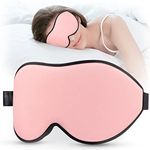 LitBear Sleep Mask for Side Sleeper Women Men, Eye Mask for Sleeping Light Blocking, 3D Contoured Cup Sleeping Mask, Soft Breathable Sleep Eye Mask with Adjustable Elastic Strap for Flight Nap, Pink