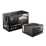 MSI MEG Ai1300P PCIE5 Power Supply Unit, UK Plug - 1300W, 80 Plus Platinum, Fully Modular ATX 3.0, PCIe 5.0 GPU Support, Japanese Capacitors, Gaming Intelligence, Sleeved Cables - 10 Year Warranty