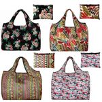 4 Pack Foldable Grocery Bags - Reusable Shopping Bags, Grocery Tote Bags Folding into Attached Pouch, for Grocery Shopping, Travel, Home ogagnizing, Outdoor Camping