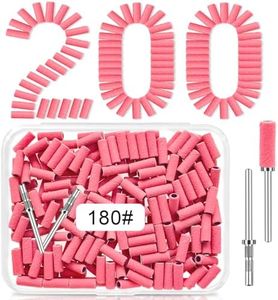 180 Grit Small Nail Sanding Sands, 200 Pcs Pink Sanding Bands for Nail Drill, 180 Fine Grit Sanding Bands for Nail with 3.1 MM Nail Drill Bit, Small Sanding Bands for Natural Nails Acrylic Gel