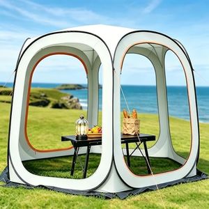 10 x 10 FT Pop Up Screen House Tent with Mosquito Netting, Beige