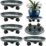 5 Packs Extra-large Plant Caddy with Wheels 15" Rolling Plant Stands Heavy-duty Plant Dolly Plastic Planter Roller Base Pot Movers Plant Saucer on Wheels Indoor Outdoor Plant Tray Coaster, Grey